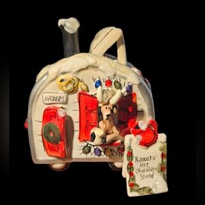Blue Sky Reindeerville Christmas Retro Camper "Prancers Hot Chocolate Trailer"
